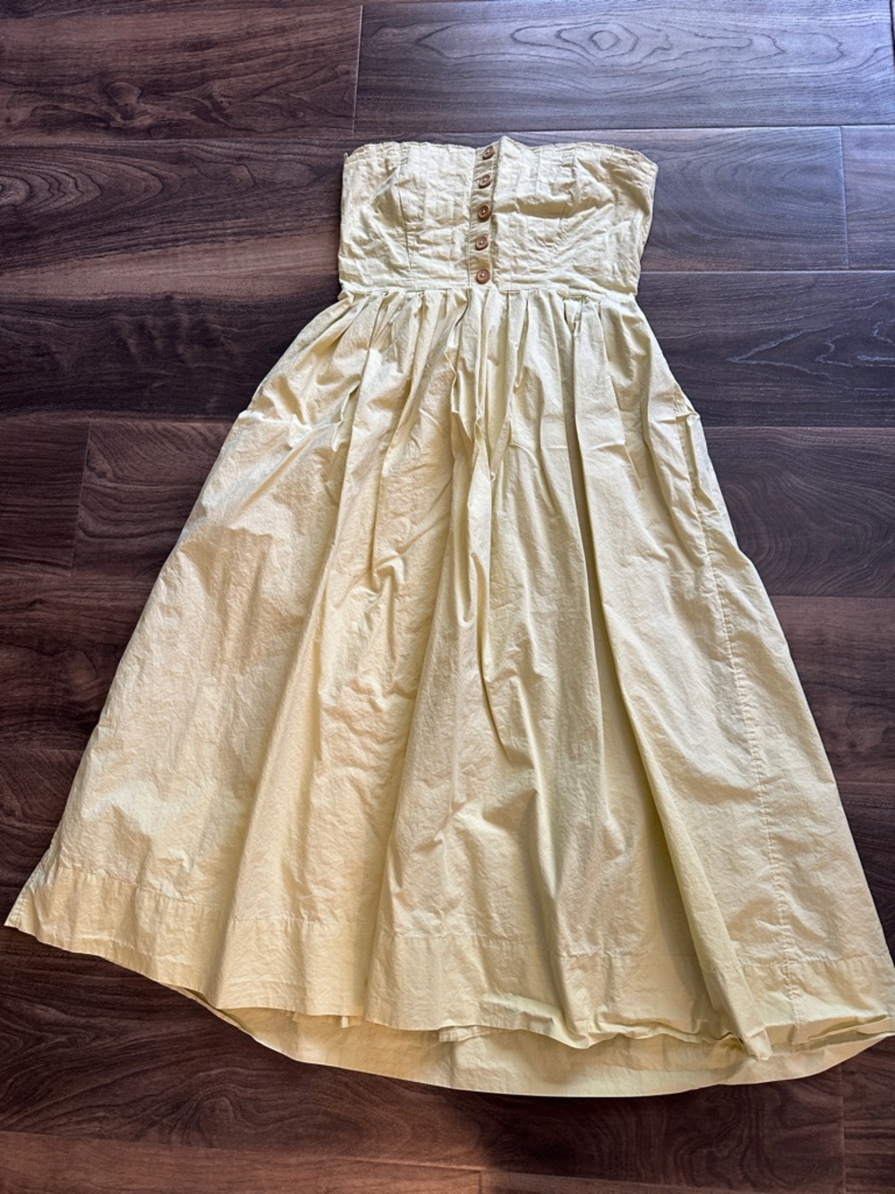 Free People Strapless Pale Yellow Midi Dress